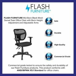 Emma+Oliver Emma And Oliver Mid-Back Black Mesh Swivel Task Office Chair, Back Height Adjustable 5 Emma+Oliver Emma And Oliver Mid-Back Black Mesh Swivel Task Office Chair, Back Height Adjustable -Emma+Oliver shop unnamed file 5627