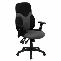 Emma+Oliver Emma And Oliver High Back Ergonomic Black/Gray Mesh Swivel Task Office Chair W/ Adjustable Arms