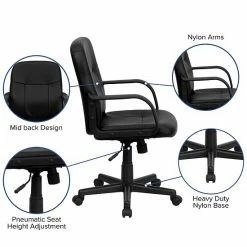 Emma+Oliver Emma And Oliver Mid-Back Black Glove Vinyl Executive Swivel Office Chair With Arms -Emma+Oliver shop unnamed file 5639