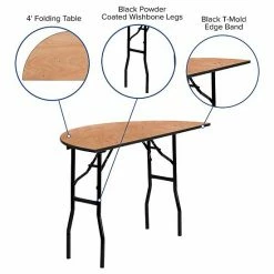 Emma+Oliver Emma And Oliver 4-Foot Half-Round Wood Folding Banquet Table - Event & Catering Table -Emma+Oliver shop unnamed file 564