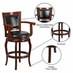 Emma+Oliver Emma And Oliver 30"H Cherry Wood Panel Back Swivel Barstool With Arms 7 Emma+Oliver Emma And Oliver 30"H Cherry Wood Panel Back Swivel Barstool With Arms -Emma+Oliver shop unnamed file 5644