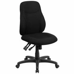 Emma+Oliver Emma And Oliver Mid-Back Black Fabric 1.5" Back Adjustment Ergonomic Task Office Chair