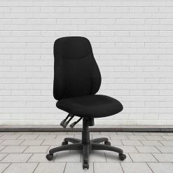 Alternative view of Emma+Oliver Emma And Oliver Mid-Back Black Fabric 1.5" Back Adjustment Ergonomic Task Office Chair