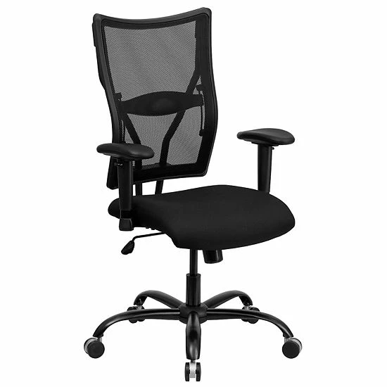 Emma+Oliver Emma And Oliver 400 Lb. Big & Tall Black Mesh Swivel Ergonomic Office Chair With Adjustable Arms 1 Emma+Oliver Emma And Oliver 400 Lb. Big & Tall Black Mesh Swivel Ergonomic Office Chair With Adjustable Arms