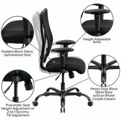 Emma+Oliver Emma And Oliver 400 Lb. Big & Tall Black Mesh Swivel Ergonomic Office Chair With Adjustable Arms 7 Emma+Oliver Emma And Oliver 400 Lb. Big & Tall Black Mesh Swivel Ergonomic Office Chair With Adjustable Arms -Emma+Oliver shop unnamed file 5657
