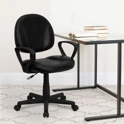 Alternative view of Emma+Oliver Emma And Oliver Mid-Back Black LeatherSoft Swivel Ergonomic Office Chair - Back Adjustment