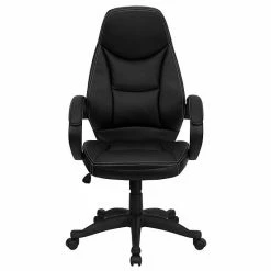 Alternative view of Emma+Oliver Emma And Oliver High Back Black LeatherSoft Curved Back Swivel Ergonomic Office Chair-Loop Arms