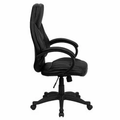 Emma+Oliver Emma And Oliver High Back Black LeatherSoft Curved Back Swivel Ergonomic Office Chair-Loop Arms -Emma+Oliver shop unnamed file 5688