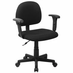 Emma+Oliver Emma And Oliver Low Back Black Fabric Swivel Task Office Chair With Adjustable Arms