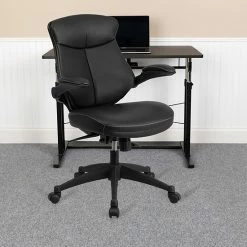 Alternative view of Emma+Oliver Emma And Oliver Mid-Back Black LeatherSoft Swivel Ergonomic Office Chair & Back Angle Adjustment