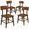 Emma+Oliver Emma And Oliver 4 Pack Commercial Grade Rustic Antique Walnut Industrial Style Wood Dining Chair