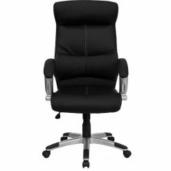 Alternative view of Emma+Oliver Emma And Oliver High Back Black LeatherSoft/Line Stitched Curved Headrest Swivel Office Chair