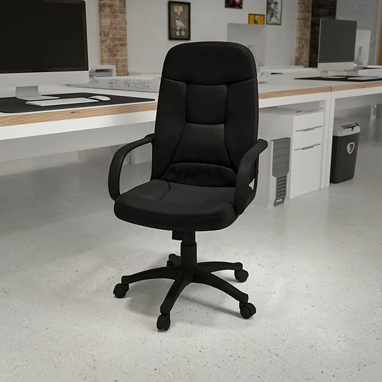 Emma+Oliver Emma And Oliver High Back Black Glove Vinyl Executive Swivel Office Chair With Arms 2 Emma+Oliver Emma And Oliver High Back Black Glove Vinyl Executive Swivel Office Chair With Arms - Image 2