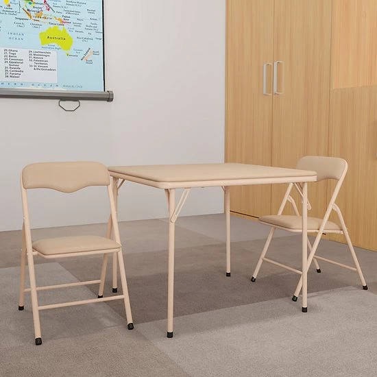 Emma+Oliver Emma and Oliver Kids Tan 3 Piece Folding Activity Table and Chair Set Emma+Oliver Emma And Oliver Kids Tan 3 Piece Folding Activity Table And Chair Set -Emma+Oliver shop unnamed file 578