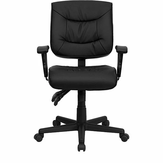 Emma+Oliver Emma And Oliver Mid-Back Black LeatherSoft Multifunction Ergonomic Task Office Chair W/ Arms 2 Emma+Oliver Emma And Oliver Mid-Back Black LeatherSoft Multifunction Ergonomic Task Office Chair W/ Arms - Image 2