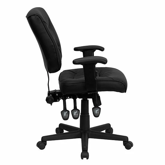 Emma+Oliver Emma And Oliver Mid-Back Black LeatherSoft Multifunction Ergonomic Task Office Chair W/ Arms 4 Emma+Oliver Emma And Oliver Mid-Back Black LeatherSoft Multifunction Ergonomic Task Office Chair W/ Arms - Image 4