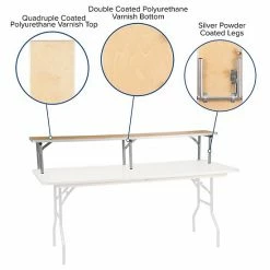 Emma+Oliver Emma And Oliver 72" X 12" X 12" Birchwood Bar Top Riser With Silver Legs 2 Emma+Oliver Emma And Oliver 72" X 12" X 12" Birchwood Bar Top Riser With Silver Legs -Emma+Oliver shop unnamed file 5797