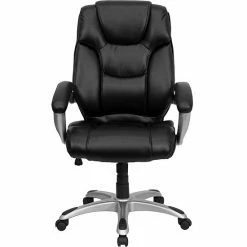 Alternative view of Emma+Oliver Emma And Oliver High Back Black LeatherSoft Layered Swivel Ergonomic Office Chair, Nylon Base