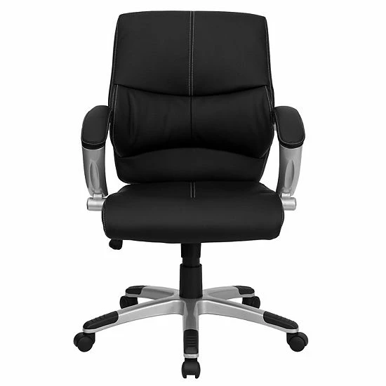 Emma+Oliver Emma And Oliver Mid-Back Black LeatherSoft Contemporary Swivel Manager's Office Chair - Arms 2 Emma+Oliver Emma And Oliver Mid-Back Black LeatherSoft Contemporary Swivel Manager's Office Chair - Arms - Image 2