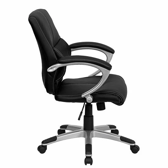 Emma+Oliver Emma And Oliver Mid-Back Black LeatherSoft Contemporary Swivel Manager's Office Chair - Arms 4 Emma+Oliver Emma And Oliver Mid-Back Black LeatherSoft Contemporary Swivel Manager's Office Chair - Arms - Image 4