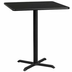 Emma+Oliver Emma And Oliver 36" Square Mahogany Laminate Bar Table Top-30"x30" Base Black