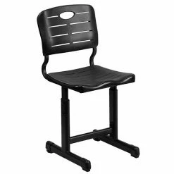Emma+Oliver Emma And Oliver Adjustable Height Black Student Chair With Black Pedestal Frame