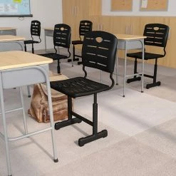 Alternative view of Emma+Oliver Emma And Oliver Adjustable Height Black Student Chair With Black Pedestal Frame