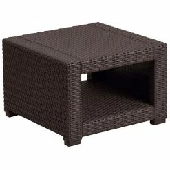 Emma+Oliver Emma And Oliver Chocolate Brown Faux Rattan End Table