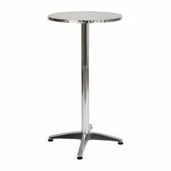 Emma+Oliver Emma And Oliver Indoor/Outdoor 23.5"H Aluminum Round Bar Height Table With Cross Base