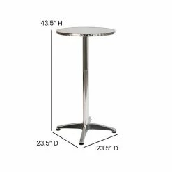 Emma+Oliver Emma And Oliver Indoor/Outdoor 23.5"H Aluminum Round Bar Height Table With Cross Base -Emma+Oliver shop unnamed file 5853