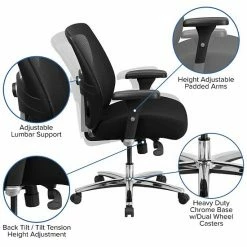 Emma+Oliver Emma And Oliver 24/7 500 Lb. Big & Tall Black Mesh Ratchet Back Swivel Ergonomic Office Chair -Emma+Oliver shop unnamed file 5866