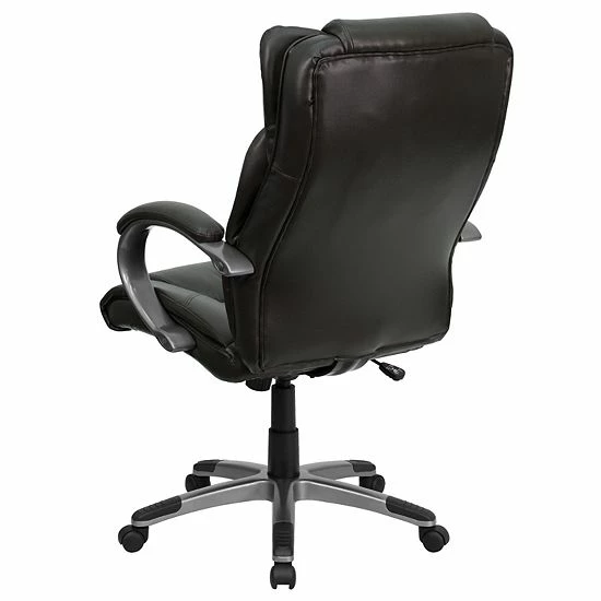 Emma+Oliver Emma And Oliver High Back Espresso LeatherSoft Ripple Swivel Office Chair - Titanium Nylon Base 5 Emma+Oliver Emma And Oliver High Back Espresso LeatherSoft Ripple Swivel Office Chair - Titanium Nylon Base - Image 5