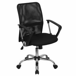 Emma+Oliver Emma And Oliver Mid-Back Black Mesh Swivel Task Office Chair With Lumbar Support Band