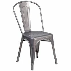 Emma+Oliver Emma And Oliver Clear Coated Metal Indoor Stackable Chair
