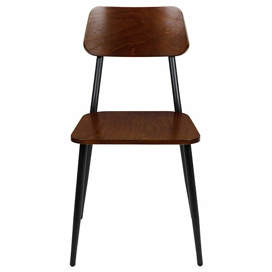 Emma+Oliver Emma And Oliver 2 Pack Stackable Industrial Wood Dining Chair With Gunmetal Steel Frame 4 Emma+Oliver Emma And Oliver 2 Pack Stackable Industrial Wood Dining Chair With Gunmetal Steel Frame - Image 4