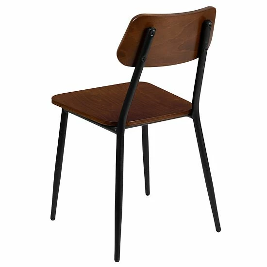 Emma+Oliver Emma And Oliver 2 Pack Stackable Industrial Wood Dining Chair With Gunmetal Steel Frame 5 Emma+Oliver Emma And Oliver 2 Pack Stackable Industrial Wood Dining Chair With Gunmetal Steel Frame - Image 5