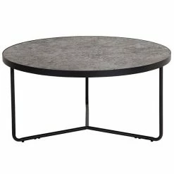 Emma+Oliver Emma And Oliver 31.5" Round Indoor Coffee Table In Faux Concrete Finish - Living Room Table