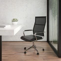 Alternative view of Emma+Oliver Emma And Oliver High Back Black Mesh Executive Swivel Office Chair With LeatherSoft Seat