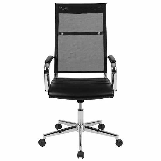 Emma+Oliver Emma And Oliver High Back Black Mesh Executive Swivel Office Chair With LeatherSoft Seat 4 Emma+Oliver Emma And Oliver High Back Black Mesh Executive Swivel Office Chair With LeatherSoft Seat - Image 4