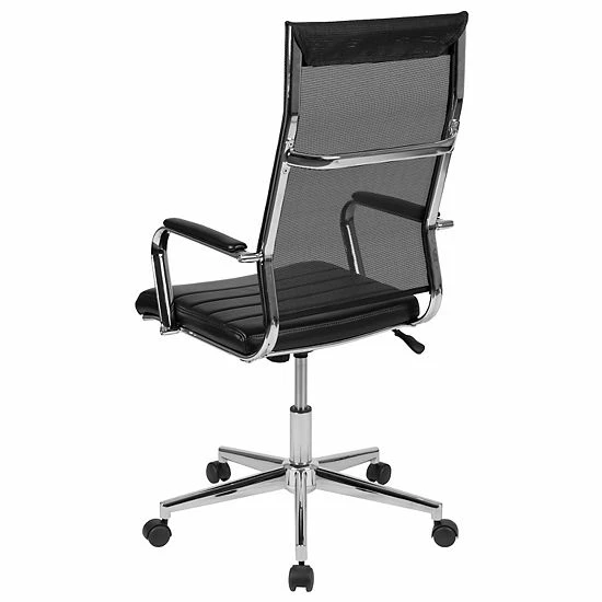 Emma+Oliver Emma And Oliver High Back Black Mesh Executive Swivel Office Chair With LeatherSoft Seat 5 Emma+Oliver Emma And Oliver High Back Black Mesh Executive Swivel Office Chair With LeatherSoft Seat - Image 5