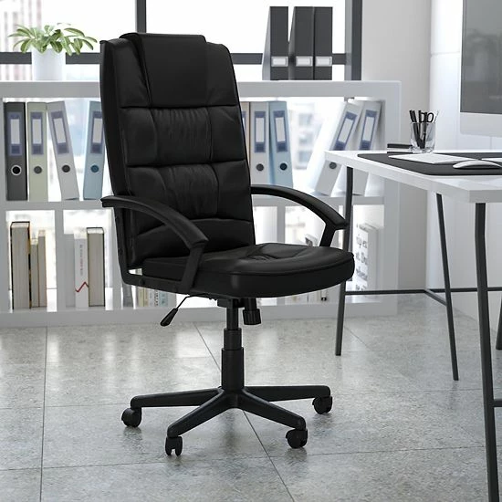 Emma+Oliver Emma And Oliver High Back Black LeatherSoft Soft Ripple Executive Swivel Office Chair - Arms 2 Emma+Oliver Emma And Oliver High Back Black LeatherSoft Soft Ripple Executive Swivel Office Chair - Arms - Image 2