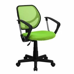 Emma+Oliver Emma And Oliver Low Back Black Mesh Swivel Curved Square Back Task Office Chair, Arms