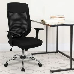 Alternative view of Emma+Oliver Emma And Oliver High Back Black Mesh Executive Swivel Office Chair With Arms