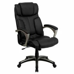 Emma+Oliver Emma And Oliver High Back Folding Black LeatherSoft Executive Swivel Office Chair With Arms