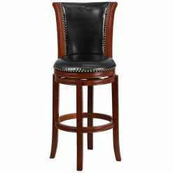 Emma+Oliver Emma And Oliver 30"H Panel Back Dark Chestnut Wood Swivel Barstool -Emma+Oliver shop unnamed file 5987