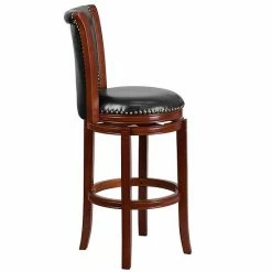 Emma+Oliver Emma And Oliver 30"H Panel Back Dark Chestnut Wood Swivel Barstool -Emma+Oliver shop unnamed file 5989
