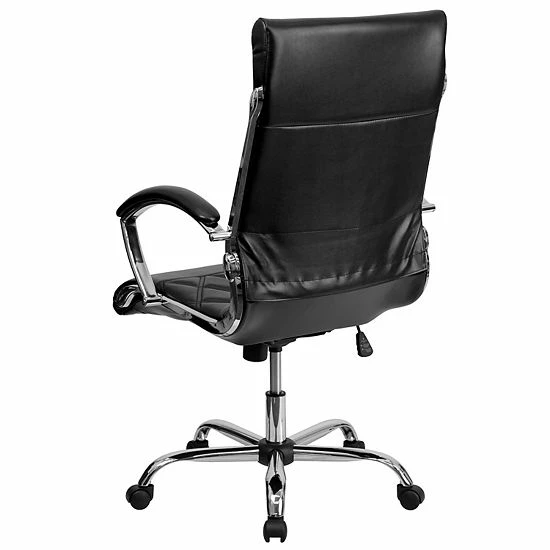 Emma+Oliver Emma And Oliver High Back Quilted White LeatherSoft Swivel Office Chair With Arms Black 4 Emma+Oliver Emma And Oliver High Back Quilted White LeatherSoft Swivel Office Chair With Arms Black - Image 4