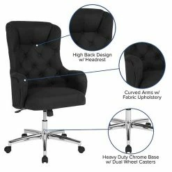 Emma+Oliver Emma And Oliver Diamond Patterned Button Tufted High Back Office Chair In Black Fabric Beige Fabric -Emma+Oliver shop unnamed file 6015