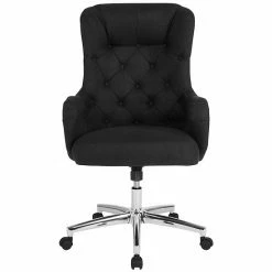 Emma+Oliver Emma And Oliver Diamond Patterned Button Tufted High Back Office Chair In Black Fabric Beige Fabric -Emma+Oliver shop unnamed file 6016
