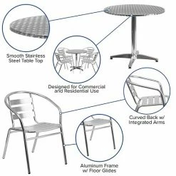 Emma+Oliver Emma And Oliver 31.5" Round Aluminum Table Set With 4 Slat Back Chairs -Emma+Oliver shop unnamed file 6021